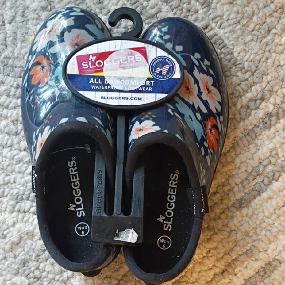 Sloggers Women's Floral Rain Shoes - Navy and Orange